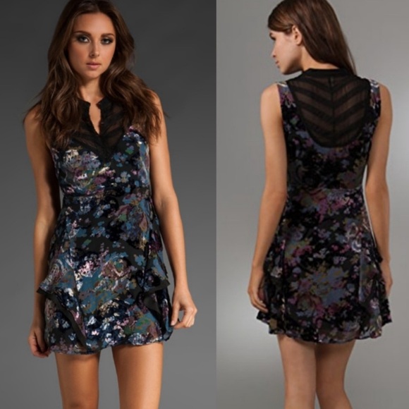 Free People Dresses & Skirts - Free People Falling Leaves Dress Floral Burnout Velvet High Neck - Size 6 - PLL
